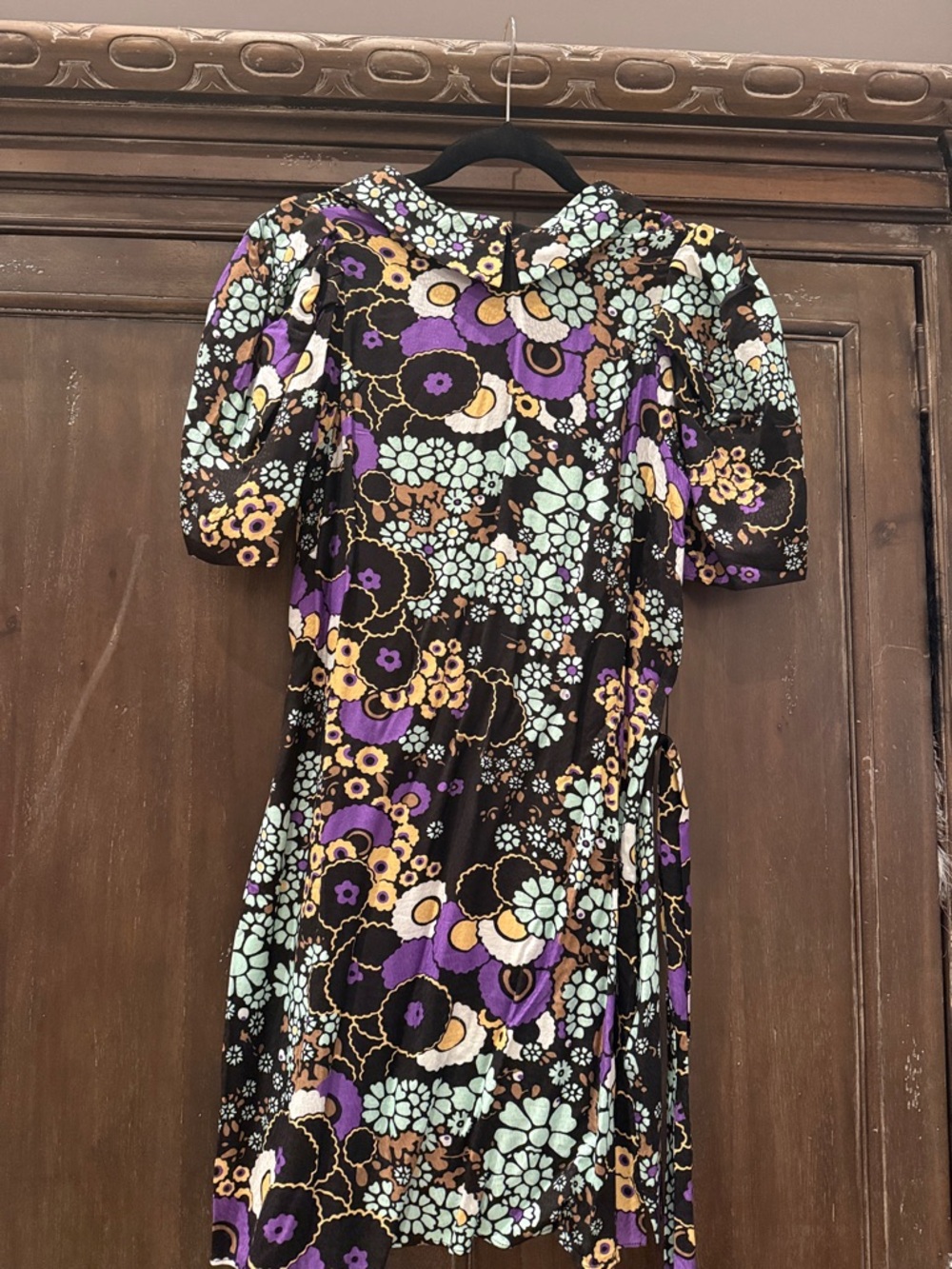 Ted Baker London Brown Floral Midi Dress with Purple & Mint Accents